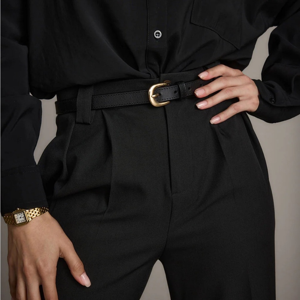 12th Tribe Liya Gold Genuine Leather Skinny Belt